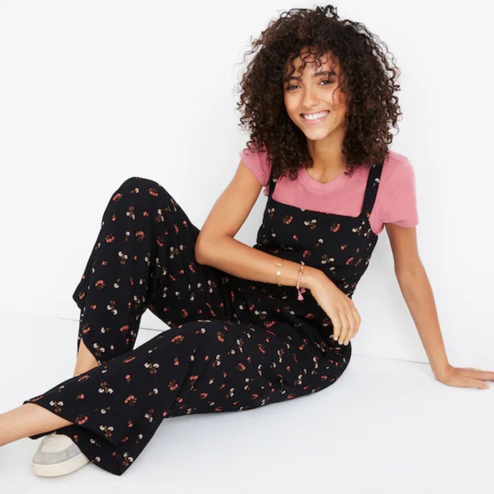 MADEWELL SMOCKED V-NECK FLORAL JUMPSUIT — SIZE 10 — NWT